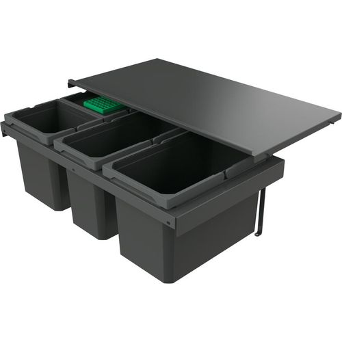 Naber 8013395 Abfallsammler Cox Stand-UP® 280 S/800-4 mit Biodeckel, anthrazit, 42 (1x16/1x12/2x7) Liter / 80 cm Schrankbreite