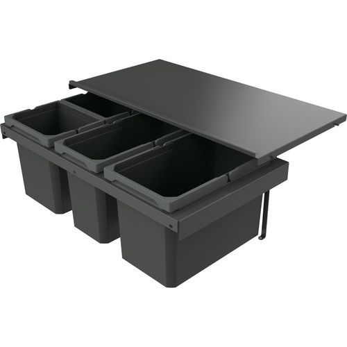 Naber 8013394 Abfallsammler Cox Stand-UP® 280 S/800-4 ohne Biodeckel, anthrazit, 42 (1x16/1x12/2x7) Liter / 80 cm Schrankbreite
