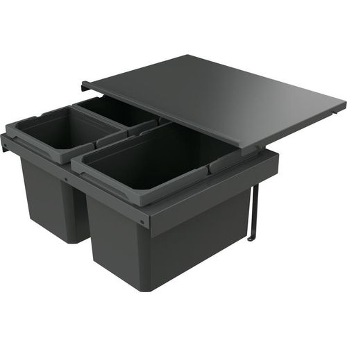 Naber 8013390 Abfallsammler Cox Stand-UP® 280 S/600-3 ohne Biodeckel, anthrazit, 30 (1x16/2x7) Liter / 60 cm Schrankbreite