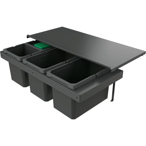 Naber 8013398 Abfallsammler Cox Stand-UP® 280 S/900-4 mit Biodeckel, anthrazit, 46 (2x16/2x7) Liter / 90 cm Schrankbreite