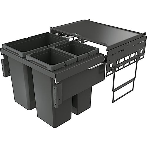 NABER COX® BASE 460 S/600-3 Abfallsorter in ANTHRAZIT mit 53 (1 x 28/2 x 12,5) Liter Volumen / ab 60 cm
