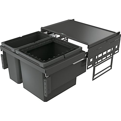 NABER COX® BASE 360 R/600-2 Abfallsorter in ANTHRAZIT 45 (1x29+1x16) Liter Volumen / ab 60 cm Schrankbreite