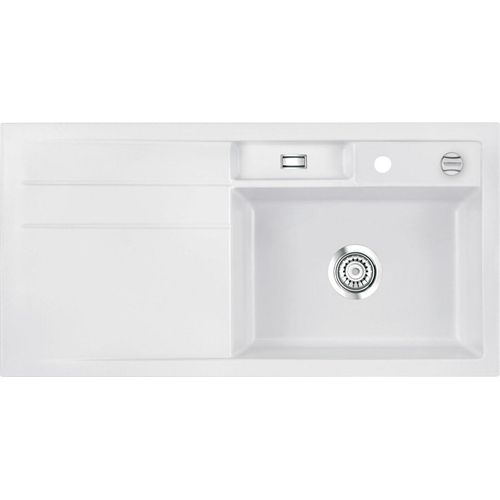 Spüle KeraDomo BELA 100 in SATIN - Becken rechts mit Excenterbedienung / Systemceram / Keramikspüle