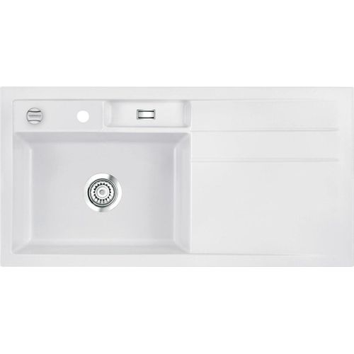 Spüle KeraDomo BELA 100 in SATIN - Becken links mit Excenterbedienung / Systemceram / Keramikspüle
