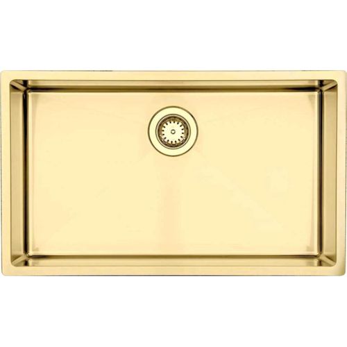 LAVABO Spüle KUBUS 700 soft in GOLD / MESSING ab 80 cm Schrankbreite / Ausschnittmaße: 720 x 420 / Edelstahlspüle