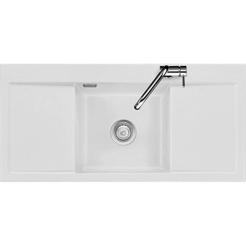 Spüle KeraDomo MERA MIDDLE in SATIN mit Handbetätigung / Einbauspüle / systemceram