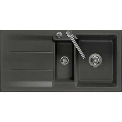 Spüle KeraDomo GENEA 100 F in LAVA mit Excenterbedienung / Einbauspüle / Flächenbündig