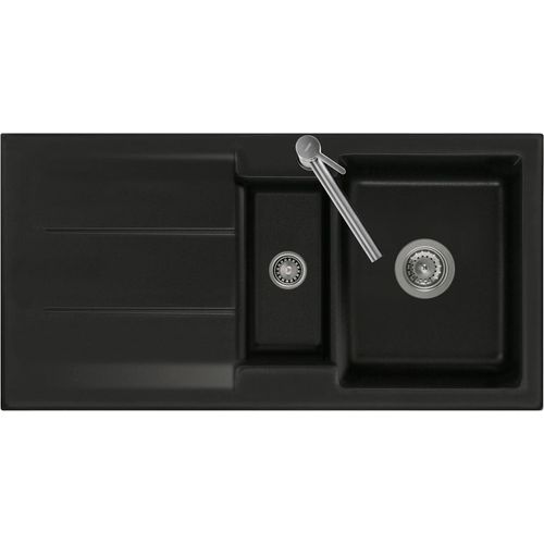 Spüle KeraDomo GENEA 100 F in SCHIEFER mit Handbetätigung / Einbauspüle / Flächenbündig