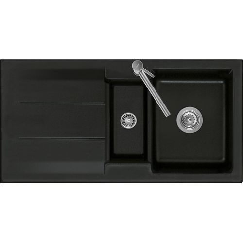 Spüle KeraDomo GENEA 100 in NIGRA mit Handbetätigung / Einbauspüle