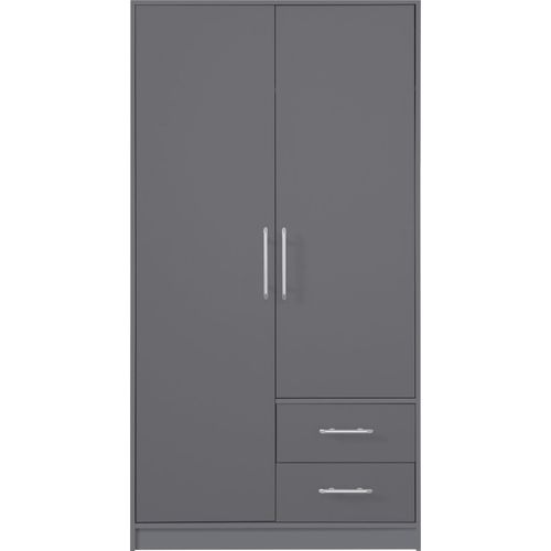 Kleiderschrank 100x190x56 cm SMART SR3 Schrank 2 Türen 2 Schubladen Anthrazit