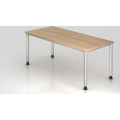 Sitz-Steh-Schreibtisch Olavi | Eiche | Breite 180cm | Höhe 68,5-81cm | stufenlos höhenverstellbar | Rechteckform