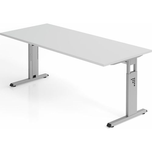 Sitz-Steh-Schreibtisch Juhani | Grau | Breite 180cm | Höhe 65-85cm | stufenlos höhenverstellbar | Rechteckform