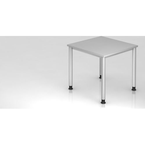 Sitz-Steh-Schreibtisch Olavi | Grau | Breite 80cm | Höhe 68,5-81cm | stufenlos höhenverstellbar | Rechteckform