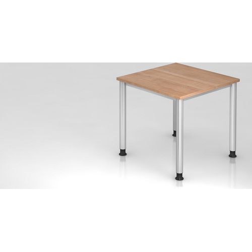 Sitz-Steh-Schreibtisch Olavi | Nussbaum | Breite 80cm | Höhe 68,5-81cm | stufenlos höhenverstellbar | Rechteckform