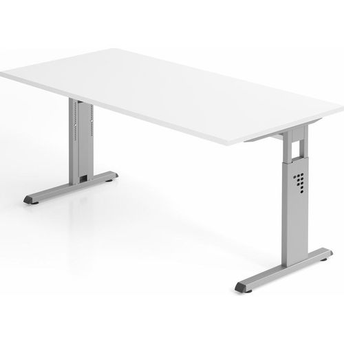 Sitz-Steh-Schreibtisch Juhani | Weiß | Breite 160cm | Höhe 65-85cm | stufenlos höhenverstellbar | Rechteckform