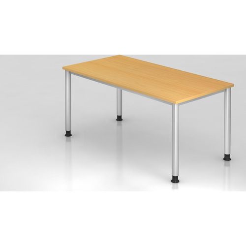 Sitz-Steh-Schreibtisch Olavi | Buche | Breite 160cm | Höhe 68,5-81cm | stufenlos höhenverstellbar | Rechteckform
