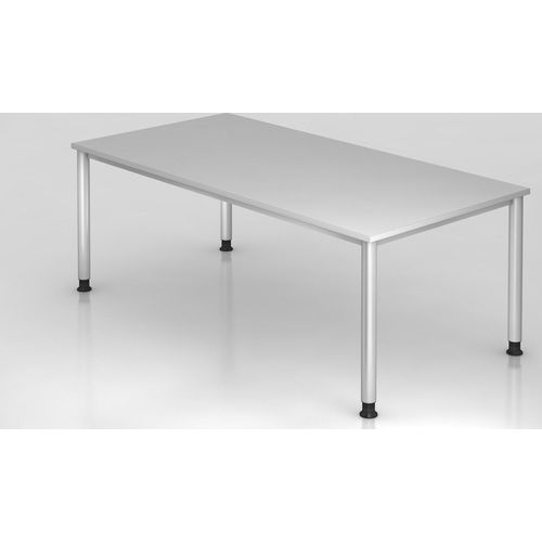 Sitz-Steh-Schreibtisch Olavi | Grau | Breite 200cm | Höhe 68,5-81cm | stufenlos höhenverstellbar | Rechteckform
