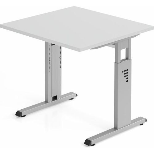Sitz-Steh-Schreibtisch Juhani | Grau | Breite 80cm | Höhe 65-85cm | stufenlos höhenverstellbar | Rechteckform