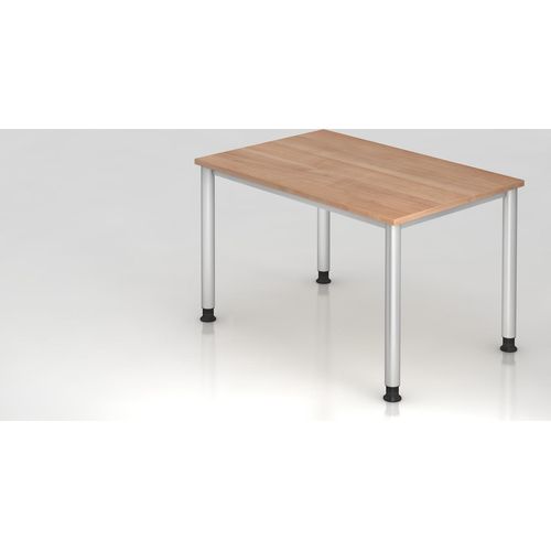 Sitz-Steh-Schreibtisch Olavi | Nussbaum | Breite 120cm | Höhe 68,5-81cm | stufenlos höhenverstellbar | Rechteckform