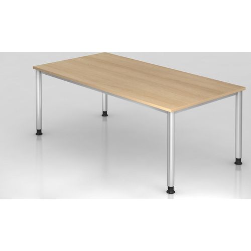 Sitz-Steh-Schreibtisch Olavi | Eiche | Breite 200cm | Höhe 68,5-81cm | stufenlos höhenverstellbar | Rechteckform