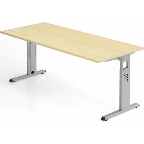 Sitz-Steh-Schreibtisch Juhani | Ahorn | Breite 180cm | Höhe 65-85cm | stufenlos höhenverstellbar | Rechteckform