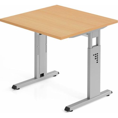 Sitz-Steh-Schreibtisch Juhani | Buche | Breite 80cm | Höhe 65-85cm | stufenlos höhenverstellbar | Rechteckform