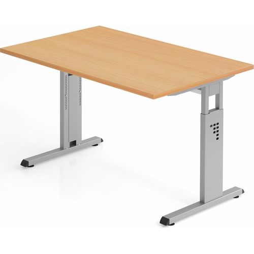 Sitz-Steh-Schreibtisch Juhani | Buche | Breite 120cm | Höhe 65-85cm | stufenlos höhenverstellbar | Rechteckform