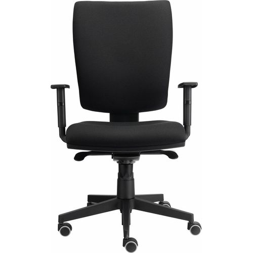 Drehstuhl Jarno | Schwarz | Gesamthöhe 106-119cm | Sitzbreite 50cm | Stoff 100% Polyester | mit höhenverstellbarer Armlehne | robustes Nylon-Fusskreuz