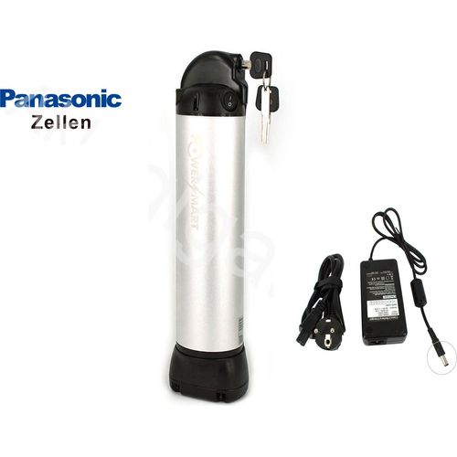 PowerSmart 36V 10.5Ah Bottle Akku Panasonic Zellen EBike Trinkflaschen Batterie mit Halterung und Ladegerät