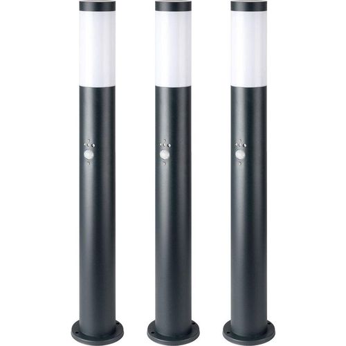 3x Stehleuchte, Edelstahl, Bewegungsmelder, H 80
