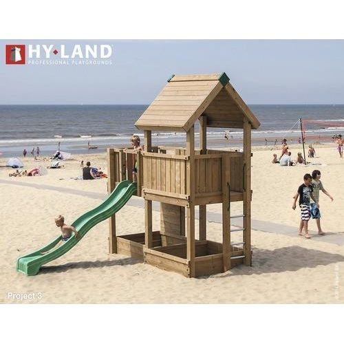 Spielturm Hyland Projekt 3 Holz mit Sandkasten, Rutsche grün
