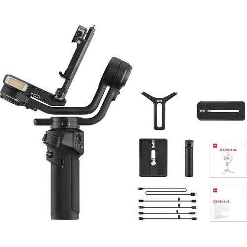 ZHIYUN WEEBILL 3S Standard-Handkamera, 3-Achsen-Gimbal-Stabilisator, Schnellverschluss, integriertes Fuelllicht, PD-Schnellladebatterie, max. Traglast: 3 kg, Ersatz fuer spiegellose DSLR-Kameras von Canon, Sony, Nikon