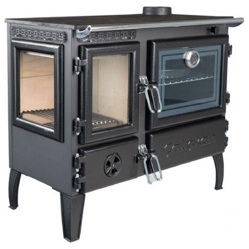 EEK A - Panorama-Holzherd Modell 214-3D mit 6,42kW - Viel Gusseisen!