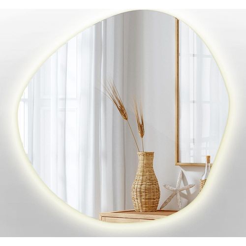LED Groß Unregelmäßige Spiegel - Niere Ovale - LED- Farbe Warm (3000K) – Boho-Loft-Stil - 97 cm x 96 cm
