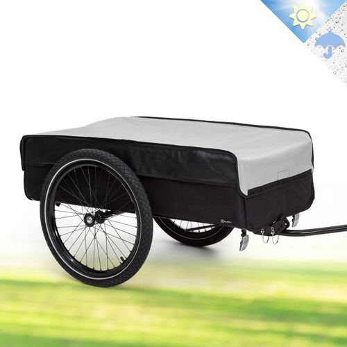 Klarfit Fahrradanhänger, Lastenanhänger mit 2 Rädern und Regenverdeck, Stahl-Fahrradanhänger mit Anhängevorrichtung & Halterung, Wasserdichter Handwagen mit Abnehmbarer Deichsel, Fahrrad Anhänger