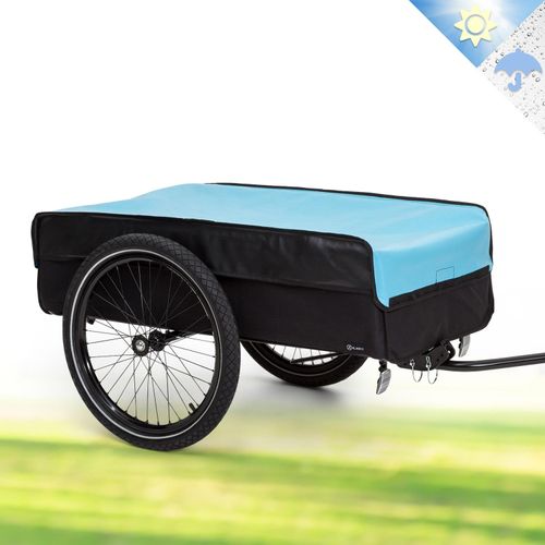 Klarfit Fahrradanhänger, Lastenanhänger mit 2 Rädern und Regenverdeck, Stahl-Fahrradanhänger mit Anhängevorrichtung & Halterung, Wasserdichter Handwagen mit Abnehmbarer Deichsel, Fahrrad Anhänger