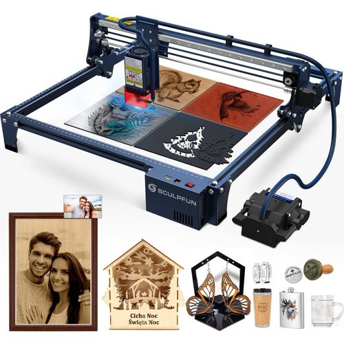 SCULPFUN S30 PRO MAX Gräviermaschinen mit Automatisch gesteuerte Luftunterstützung, 20W Power,32-Bit-Motherboard, für Holz, Metall, Glas---410 * 400mm
