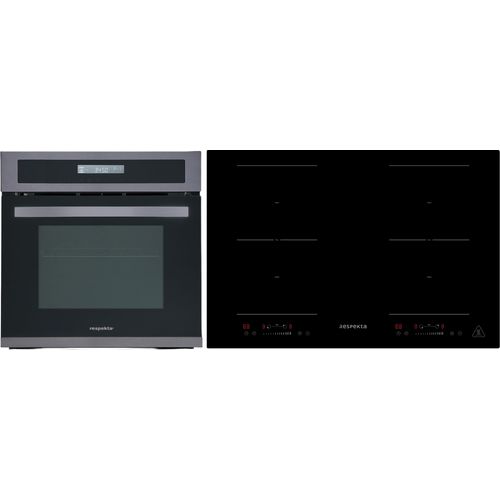 Backofen Herd Kochfeld Herdset Induktion Black Steel 2 Flexzonen Slider Respekta