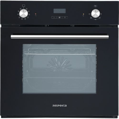 Backofen autark Einbau Herd Grill Heißluft LED-Timer Ofen Schwarz Respekta