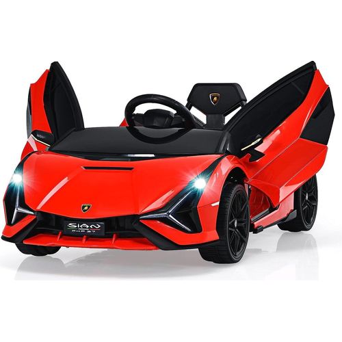 Lamborghini 12 V Elektrofahrzeug Kinder mit 2,4 Ghz Fernbedienung, Elektroauto, Kinderauto mit MP3, ab 3 Jahre (Rot)