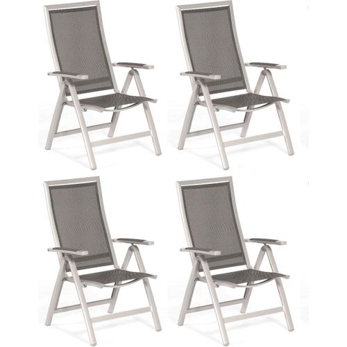 Sonnenpartner 4x Klappsessel Star Aluminium/Textilen silber Klapp-Sessel Klappstuhl
