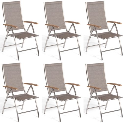 Sonnenpartner 6x Klappsessel Paragon Edelstahl/Textilen taupe Klapp-Sessel Klappstuhl