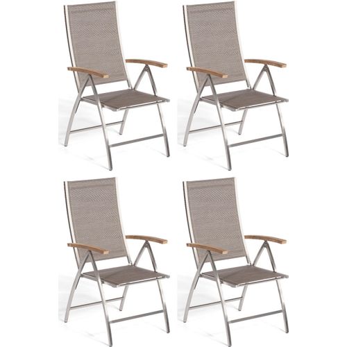 Sonnenpartner 4x Klappsessel Paragon Edelstahl/Textilen taupe Klapp-Sessel Klappstuhl