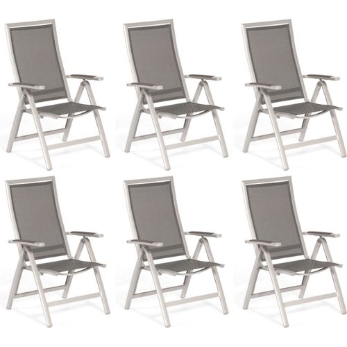 Sonnenpartner 6x Klappsessel Star Aluminium/Textilen silber Klapp-Sessel Klappstuhl