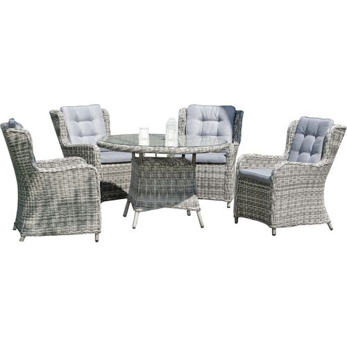 SunnySmart 5-teilige Garten-Sitzgruppe Lincoln & Midland Aluminium mit Kunststoffgeflecht vintage-ta