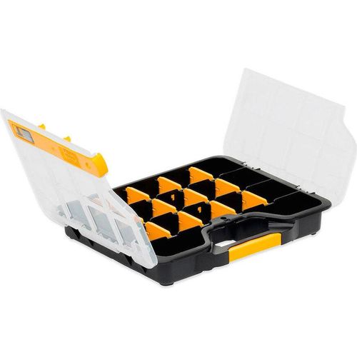 SparSet 10x Sortimentskasten EuroPlus Basic | HxBxT 5,5x29,5x23,5cm | Schwarz-Transparent-Grau