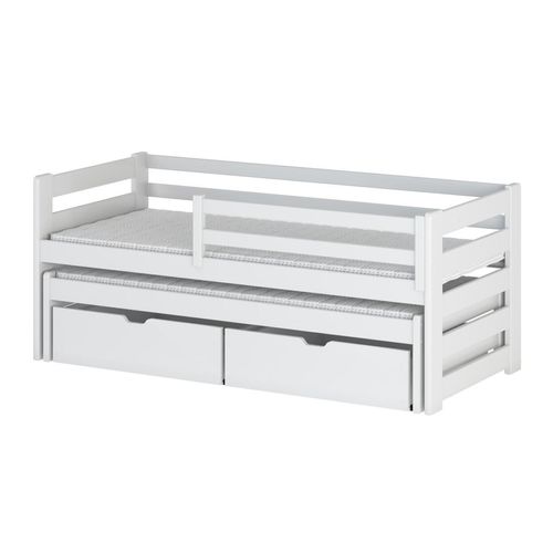 Kinderbett mit Zustellbett und Stauraum HERMIONA – 90x200, Weiß