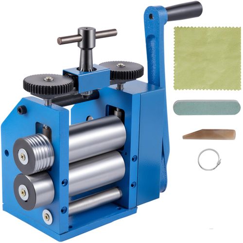 VEVOR Kombination Walzwerk 112 x 48mm Kombinationswalzwerk, Handwalzwerk Maschine, Schmuckwalzwerk mit Vier Formen Guter Verschleißfestigkeit Tablettierung für Schmuck Design und Reparatur 17,3kg
