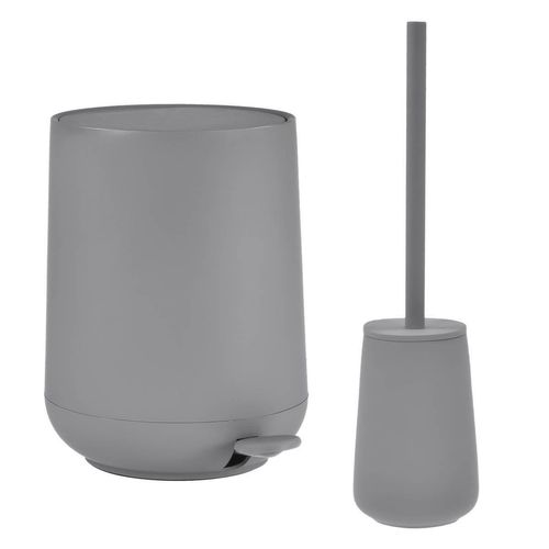 Zone Denmark Bad Accessoires 2tlg Set Pedaleimer und Toilettenbürste grau