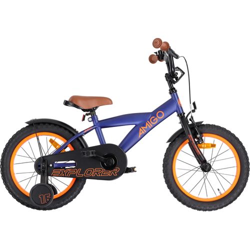 AMIGO Kinderfahrräder Jungen Explorer 16 Zoll 23 cm Jungen Rücktrittbremse Blau/Orange